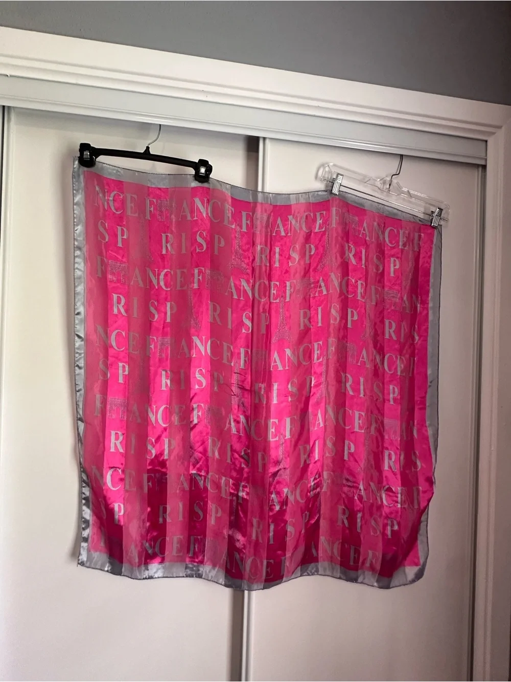 Pink Logo-Print Sheer Scarf